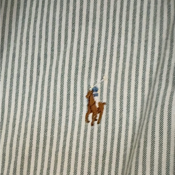 Polo Ralph Lauren Men’s Light Green White Pinstripe Button-Down Shirt Size XL TG - Picture 2 of 3